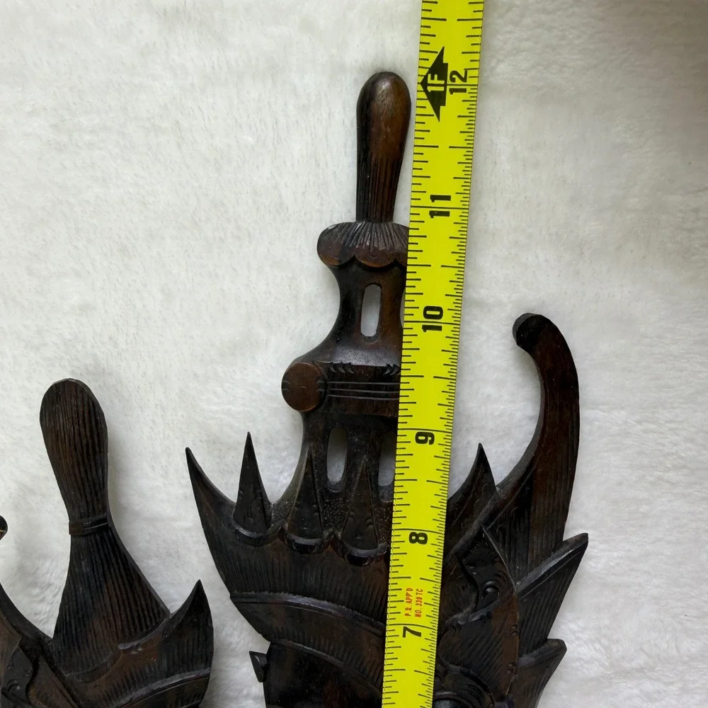 Vintage Hand Carved Wood Balinese Romantic Couple Wall Art Plaque‎ Sculpture 12